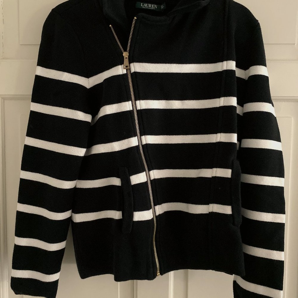 Lauren-Ralph Lauren, Size L, Black & White Sweater